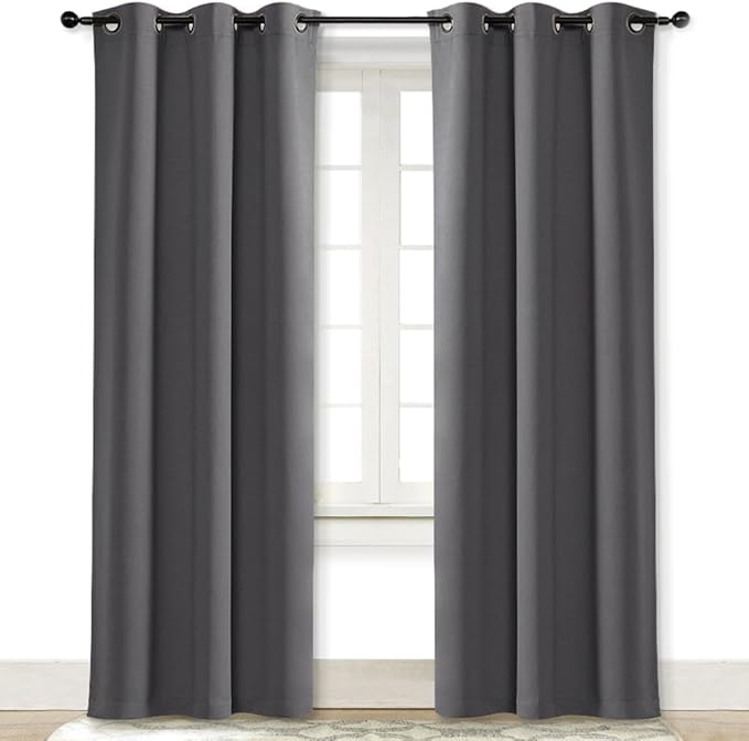 NICETOWN Gray Curtain Blackout Drape Panel 3 Pass Microfiber Noise Reducing Thermal Insulated Window Drapery with Grommet (Single Panel, 42 x 84 inch, Grey) by NICETOWN