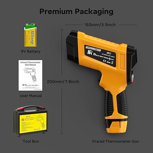 -58°F to 3992°F High-Temp Infrared Temperature Gun, Industrial Laser Thermometer Gun High Precision Triple Laser Non-Contact Pyrometer Termometer for Furnace, Kiln, Forge, Furnace, Engine, HVAC - Image 6