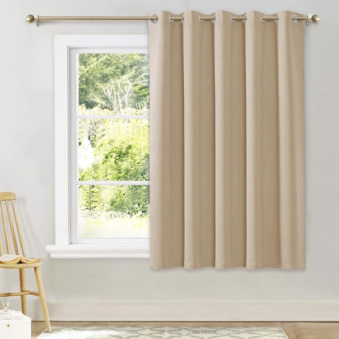 NICETOWN Bedroom Curtain Room Darkening Drapery - Biscotti Beige Room Darkening Drape/Panel for Bedroom, Grommet Top 1 Panel, 70 x 63 inches Long, Thermal Insulated, Privacy Assured by NICETOWN