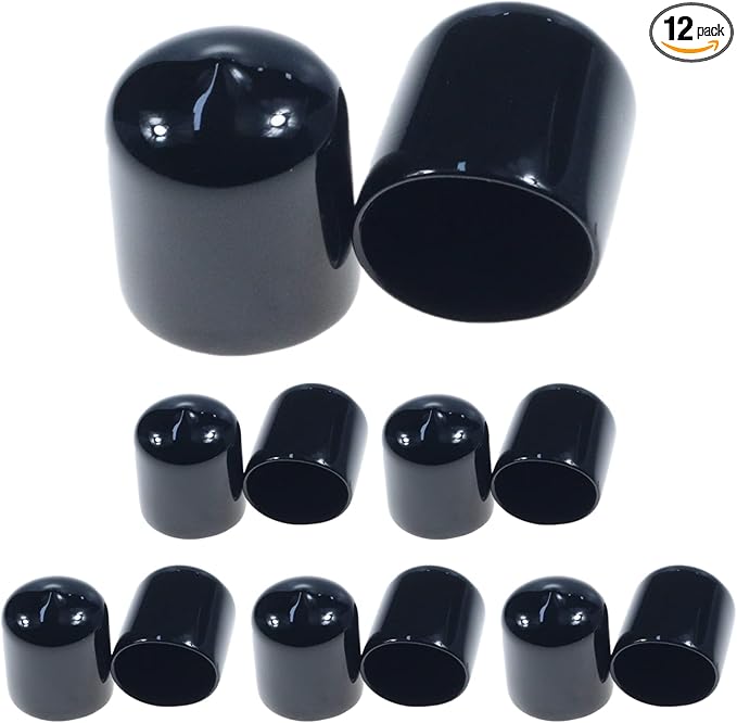 Acocony 13/16 Inch Rubber Cap Round Rubber End Caps PVC Flexible Protector Plastic Plugs for Round Holes Black Pack of 12 by Acocony