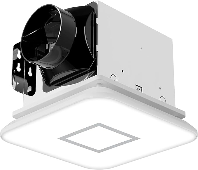 Fitop Bathroom Fan with Light，110CFM 1.0 Sones 1200lm LED Light 3000K/4000K/5000K Selectable，120V 43W Quiet Bathroom Ventilation Exhaust Fan for Shower/Restroom/Office/Home(silver) by Fitop