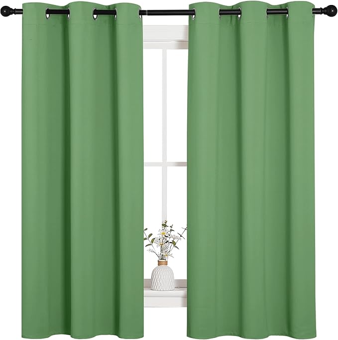 NICETOWN Room Darkening Curtains 63" Long Set of 2 for Bedroom, Forest Green Nursery Essential Thermal Insulated Solid Grommet Top Blackout Curtains/Drapes (1 Pair, 42 inches Wide) - Image 2