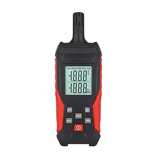 HFS(R) Temperature & Humidity Meter Detector Digital Hygrometer Handheld Industrial Home Indoor - Ambient, Relative Humidity, LCD Backlight, Min/Max Hold by HFS