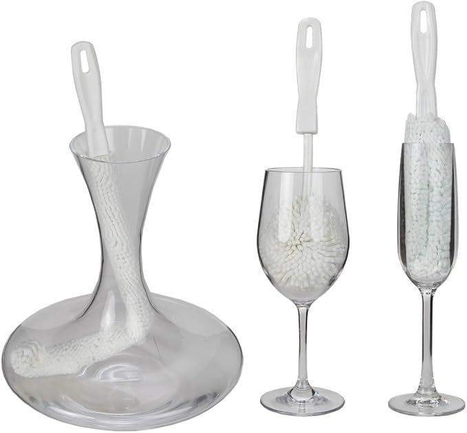 Lily's Home Decanter Cleaning Brush Set, Glassware Cleaning Brushes for Hard to Reach Areas, Ideal for Champagne Flutes, Beer Mugs, Baby Bottles and Narrow Neck Goblets (Set of 3) - Image 2