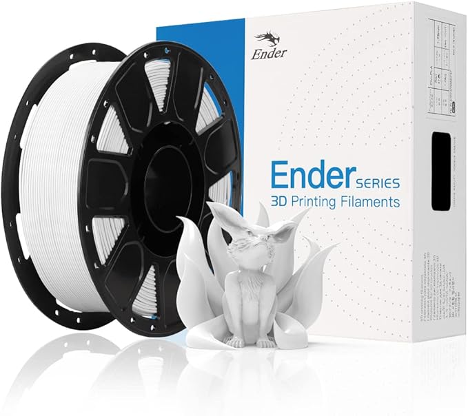 Official 3D Printer Filament Ender PLA Filament 1.75mm, No-Tangling, Strong Bonding and Overhang Performance Dimensional Accuracy +/-0.02mm, 2.2lbs/Spool（White） by Creality