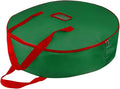TQS 25" Christmas Wreath Storage Bag - Christmas Large Wreath Container - Reinforced Wide Heavy Duty Handle and Double Sleek Zipper -Protect Your Party Decorations Garland Storage Cover - Green by TQS
