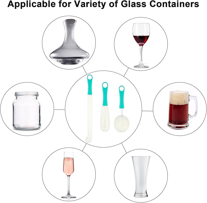 Boao 3 Pcs Decanter Cleaning Brush Wine Glass Decanter Flexible Bottle Brush Set with Cleaning Beads Household Tools for Bottle Goblets Glasses Cups (Blue) - Image 5