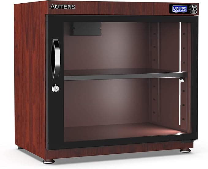 AUTENS 80L Dehumidifying Dry Cabinet Box, Wood grain Design Digital Control Noiseless and Energy Saving, for Camera Lens and Electronic Equipment Storage,Temperature Humidity LED Dual Screen - Image 7