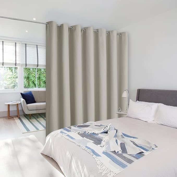 NICETOWN Wall Dividers for Rooms, Room Divider Curtain Screen Partitions, Vertical Blind for Sling Door, Blackout Window Curtains Privacy for Patio (Natural, Single Panel, 9ft Tall x 8.3ft Wide) by NICETOWN