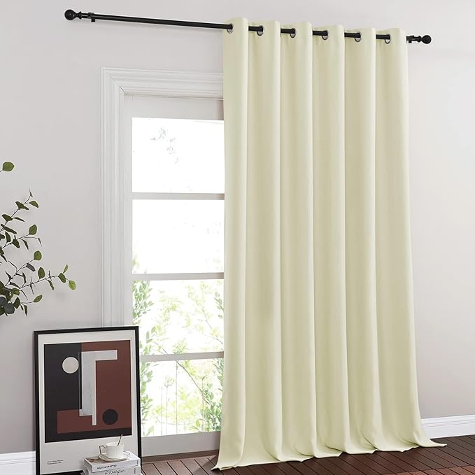 NICETOWN Blackout Sliding Glass Door Curtain, Thermal Insulated Grommet Room Darkening Window Treatment Sound Dampening for Bedroom/Living Room, Beige, W80 x L90, 1 Panel - Image 2