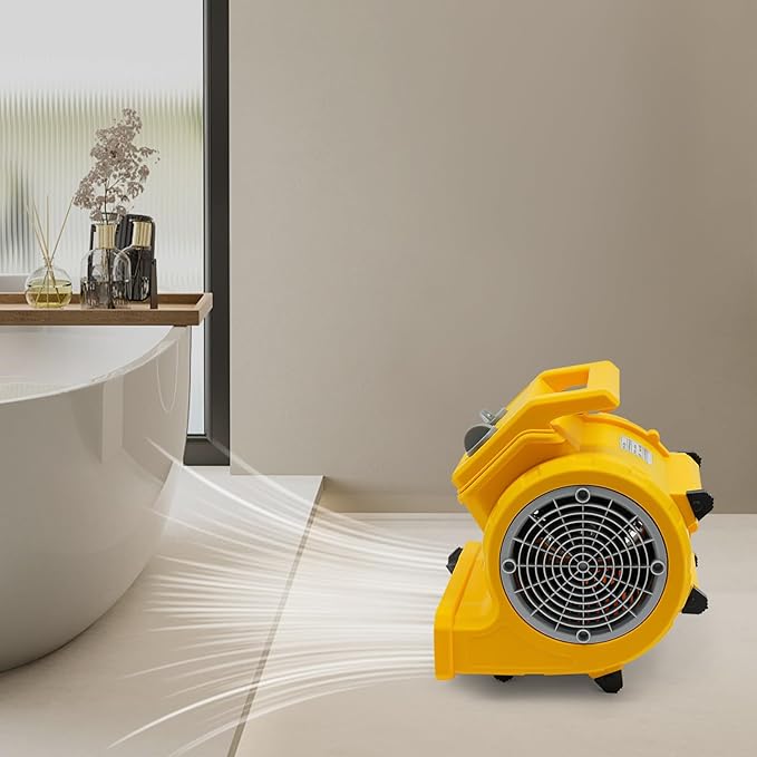 TFCFL Floor Drying Fan, Portable Floor Blower Fan with 3-Speeds & 3 Blowing Angles, For Janitorial, Plumbing, Home, Commercial, Industrial Use (Yellow) - Image 9