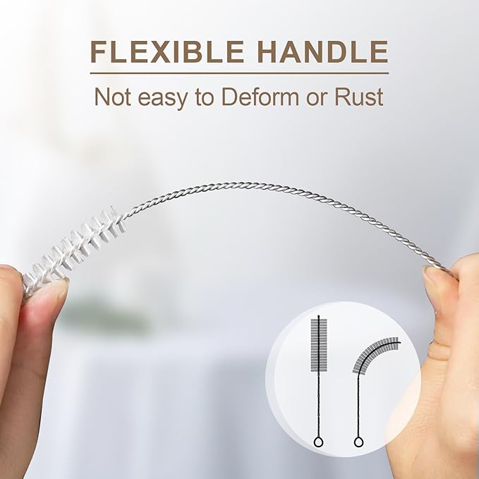 8 Pcs Bottle and Straw Cleaner, Long Deep Nylon Brush with Bendable Stainless Steel Flexible Handles for Bottles, Straws, Pipes, Wine Decanter, Sinks and Cup Cover - Image 6