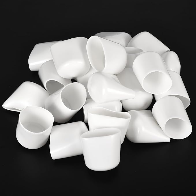 uxcell 20pcs Rubber End Caps 27mm ID Vinyl Round End Cap Cover Screw Thread Protectors White - Image 4