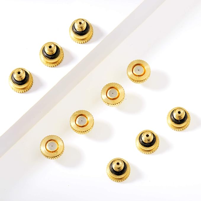 Hotop 40 Pieces Brass Misting Nozzle, Low Pressure Atomizing Mist Nozzle, 10/24 UNC Orifice Replacement Heads for Greenhouse Landscaping and Outdoor Cooling System (0.4 mm) - Image 6