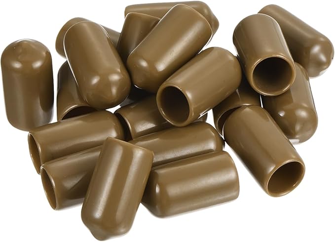 uxcell 20pcs Rubber End Caps 10mm(3/8") ID Vinyl PVC Round Tube Bolt Cap Cover Screw Thread Protectors Light Brown - Image 4