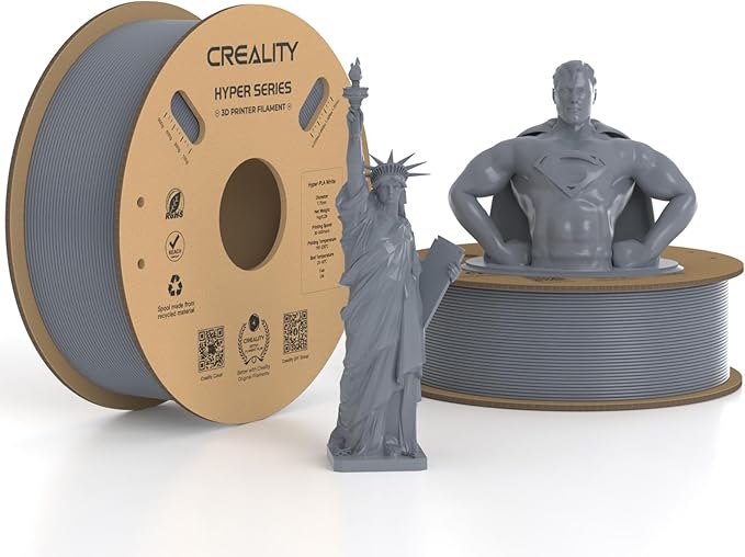 Creality Hyper PLA Filament 1.75mm Grey & Grey 2KG, 30-600mm/s Rapid High Speed PLA 3D Printer Filament, 2 Pack 1kg Spool(2.2lbs) PLA, Dimensional Accuracy +/-0.02mm, Fit Most FDM 3D Printer by Creality