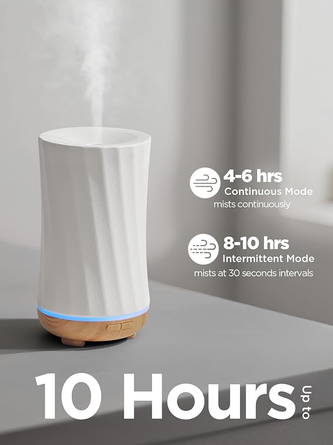 InnoGear 150ml Ceramic Oil Diffuser, Handcrafted Stone Essential Oil Diffuser Aromatherapy Diffusers Ultrasonic Cool Mist Humidifier Vaporizor with 2 Mist Modes for Room Home, White Twist Ceramic - Image 3