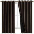 NICETOWN Complete 100% Blackout Curtains, Thermal Insulated & Energy Efficiency Window Draperies with Black Liner, Noise Reducing Short Curtains for Kids Room (Brown, 70-inch W by 63-inch L, 2 Panels) by NICETOWN