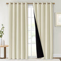 NICETOWN Living Room Completely Shaded Draperies, Privacy Protection & Noise Reducing Ring Top Drapes, Black Lined Insulated Window Treatment Curtain Panels (Beige, 2 Pieces, W70 x L84) by NICETOWN