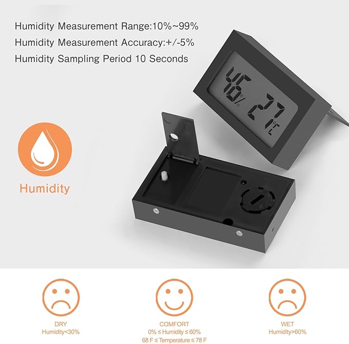 Digital Hygrometer Thermometer with LCD Display Indoor Temperature Gauge Humidity Meter for Home or Greenhouse (Black, 4 Pack) - Image 4