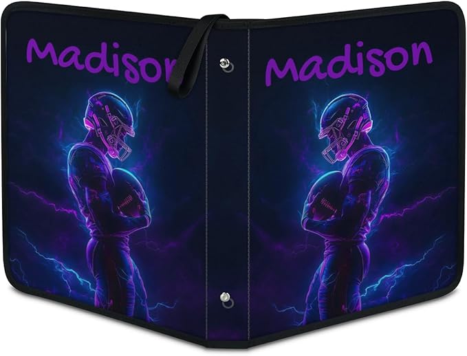 Custom Name 9 Pockets Football Card Binder, Personalized Rugby Collector Album Sports Cards Binder with 50 Sleeves for TCG, MTG - Image 2