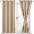 Hiasan Blackout Curtains for Bedroom - Thermal Insulated & Light Blocking Window Curtains for Living Room/Kids Room, 2 Drape Panels Sewn with Tiebacks, Beige, 52 x 45 Inch by Hiasan