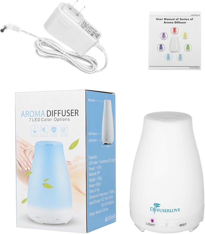 Diffuserlove Essential Oil Diffusers 200ML Remote Control Ultrasonic Mist Humidifiers BPA-Free Aromatherapy Diffuser with 7 Color Lights, Auto Shut-Off for Bedroom Office Kitchen - Image 8