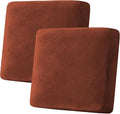H.VERSAILTEX Velvet Stretch Couch Cushion Cover Plush Cushion Slipcover for Chair Loveseat Sofa Cushion Furniture Protector Seat Cushion Sofa Cover (2 Piece Large Sofa Cushion Covers, Rust) by HVERSAILTEX