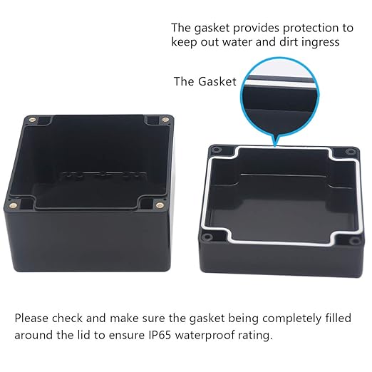Junction Box, Zulkit Project Box IP65 Waterproof Outdoor Box ABS Plastic Electrical Boxes Electronic Enclosure Black4.7 x 4.7 x 3.5 inch(120 x 120 x 90 mm)(Pack of 2) - Image 4