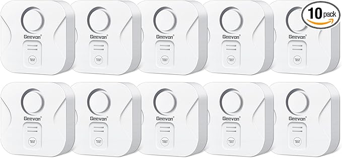 Geevon 10 Pack Water Leak Detectors for Home, 100dB Loud Water Alarm Sensor Leak Detection with Drip Alert for Basements, Laundry Rooms, Kitchen, IP56 Waterproof(Battery Included) by GEEVON