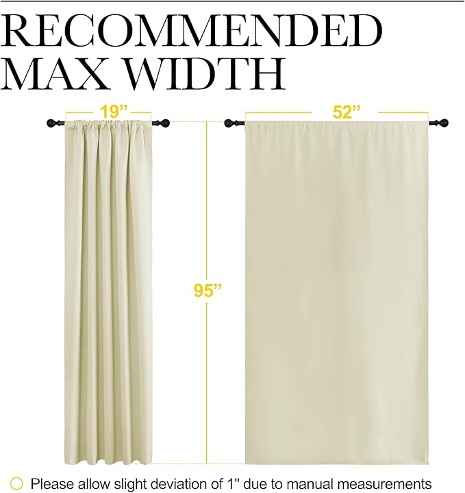 NICETOWN Room Darkening Curtains for Bedroom - Home Decoration Privacy Protection Thermal Insulated Solid Drapes/Draperies for Sliding Glass Door (Beige, Set of 2, 52 x 95 inches) - Image 7