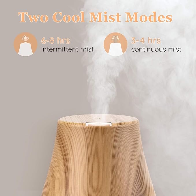 Aromatherapy Essential Oil Diffuser for Room: 100ml Air Humidifier Aroma Scent Cool Mist Diffusers Colorful Light Cute Mini Small Waterless Auto Off Ultrasonic for Home Bedroom (Yellow Wood Grain) - Image 6