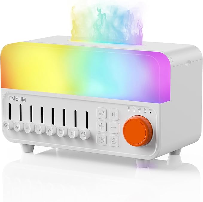 2026 4-in-1 Aroma Essential Oil Diffuser with Bluetooth Speaker Function, Humidifier, 12 Colors Night Light with 8 Nature Sounds, White Noise & Timer for Bedroom, Baby, Adults, and Kids (White) by TMEHM