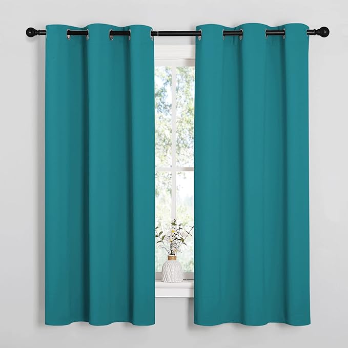 NICETOWN Room Darkening Curtains 63 inch Length 2 Panels, Thermal Insulated Grommet Blackout Curtains for Modern Casual Elegant Bedroom Kids Room Theme Decoration (Peacock Teal, 2 Pieces, W42) by NICETOWN