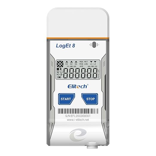 Elitech USB Temperature Data Logger Reusable Temperature Recorder Digital Refrigerator Thermometer High Accuracy Auto PDF Report USB Port 16000 Points LogEt8T, -30~70℃ by Elitech