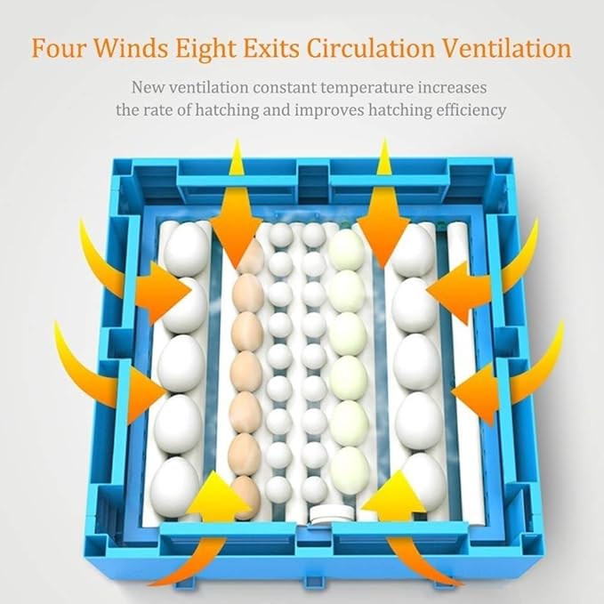 Large Egg Incubator 256 Eggs Automatic Turning Poultry Hatcher Digital Temperature Humidity Control Panel for Farm Family Use - Image 6