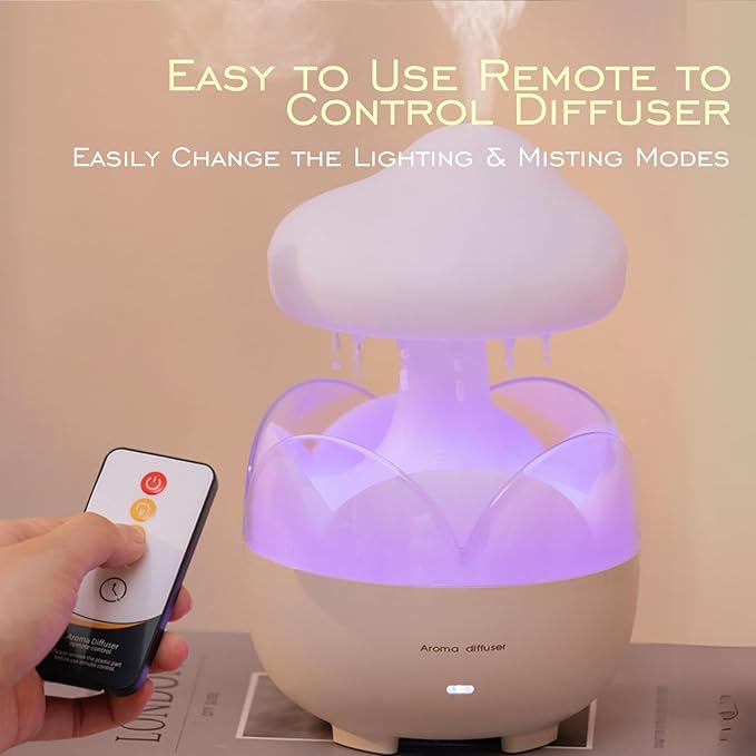 Raindrop Portable Humidifier,Cloud Essential Oil Diffuser,230ml Capacity,Remote Control,with Night Light and Waterless Auto Shut-Off,for Office Room Bedroom Livingroom - Image 4