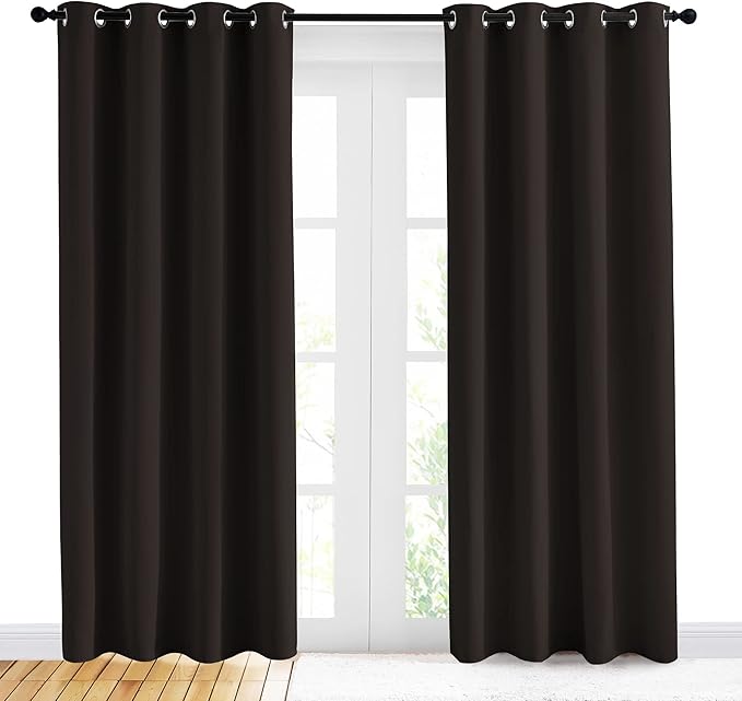NICETOWN Energy Smart Thermal Insulated Solid Grommet Blackout Curtains/Drapes for Living Room (2 Panels, 42 inches x 84 inches, Toffee Brown) by NICETOWN