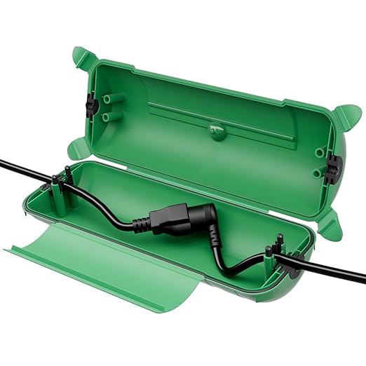 Restmo Extension Cord Safety Cover, IP44 Waterproof Connection Box, Weatherproof Electrical Enclosure Seal to Protect Outdoor Outlet, Plug, Holiday Decoration Light, Fountain, Power Tool, Green by Restmo