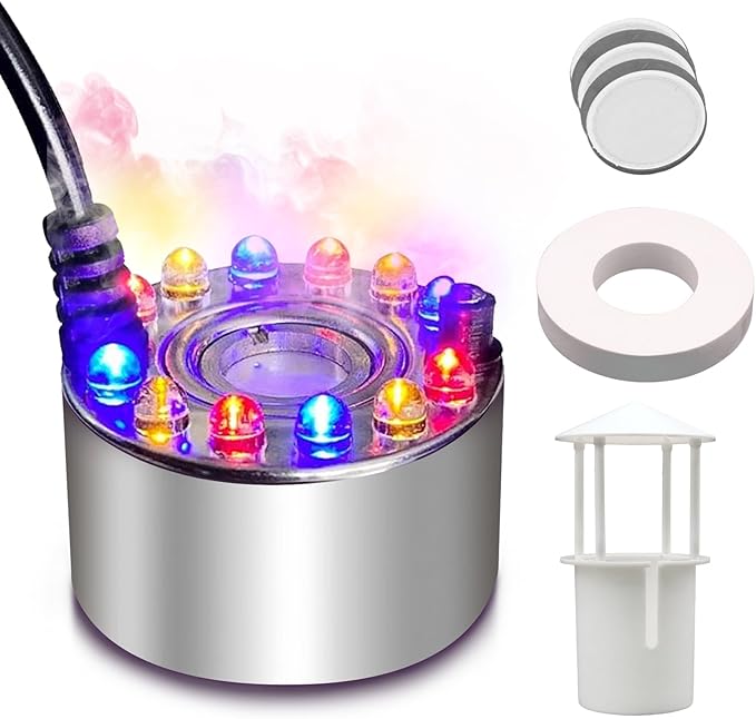 Halloween Mist Maker, Halloween LED Ultrasonic Mister Fogger with Light Witch Cauldron Diffuser Fog Machine Atomizer Bowl Terrarium High Output Humidifier Water Vaporizer with Splash Guard Float Disc by DasTooKii