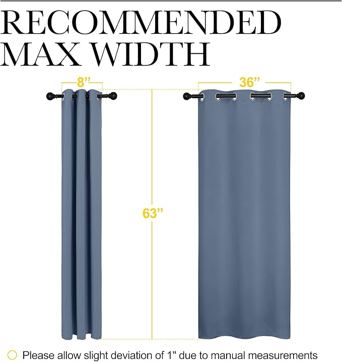 NICETOWN Home Fashion Thermal Insulated Solid Grommet Blackout Window Treatment Curtain Panels for Loft, Cafe (Stone Blue, 1 Pair, 42 inches Wide by 63 inches Long) - Image 6