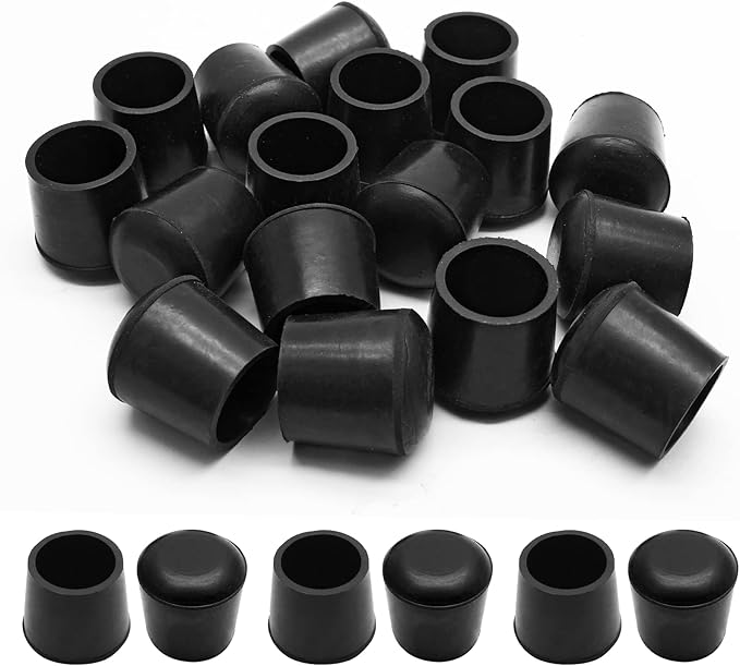 Piutouyar Round PVC Rubber Furniture Covers, 25mm / 1 Inches Table Chair Leg Tip Protectors, Non-Slip End Cap for Protect Surfaces, Black (20Pcs) by Piutouyar