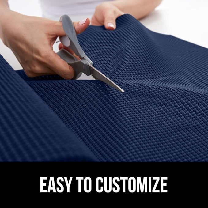 GORILLA GRIP powerGRIP Drawer Shelf and Cabinet Liner, Thick Strong Hold, Non-Adhesive Liners Protect Kitchen Cabinets and Cupboard, Bathroom Drawers, Easy Install, Breathable Mat, 12" x10', Navy Blue - Image 6