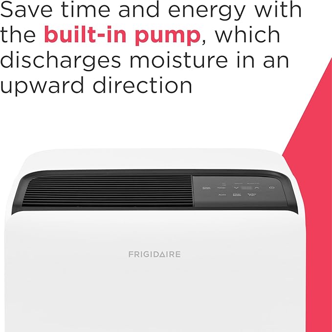 Frigidaire 60-Pint Portable Dehumidifier with Built-In Pump for Large Rooms & Basements, Custom Humidity Control, Auto Shut Off, White - Image 8
