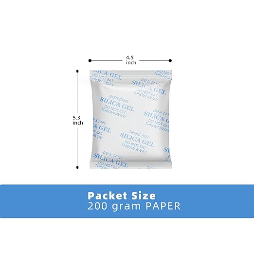 5PCS 200Gram Silica Packets - Decassant Packs Anti Humidity Packs Silicone Packets Dry for Electronic Products, Jewelry, Cameras, Clothes, Books, Iron Tools, Precision Instruments - Image 3