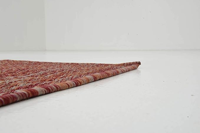 Unique Loom Collection Casual Transitional Solid Heathered Indoor/Outdoor Flatweave Area Rug (2' x 6' 1" Runner, Rust Red/Beige) - Image 8