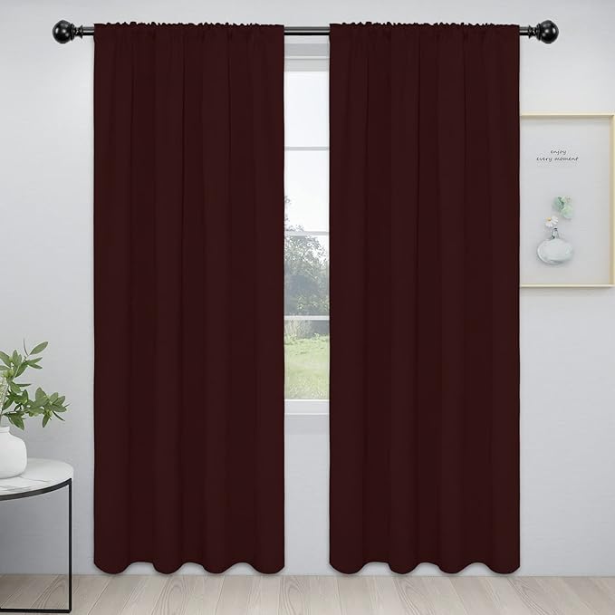 Easy-Going Rod Pocket Blackout Curtains for Bedroom, Room Darkening Window Curtains for Living Room, Thermal Insulated Noise Reduction Solid Window Drapes, 2 Panels(42x84 in, Wine) by Easy-Going