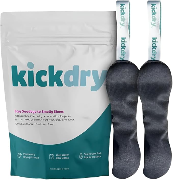 Fresh Linen Scented Shoe Dryer, Deodorizer, and Freshener - Compact, Portable Shoe Odor Eliminator, Remover, Neutralizer & Moisture Absorber for Shoes, Cleats, Boots, Gym Bag, Bathrooms & more by KickDry