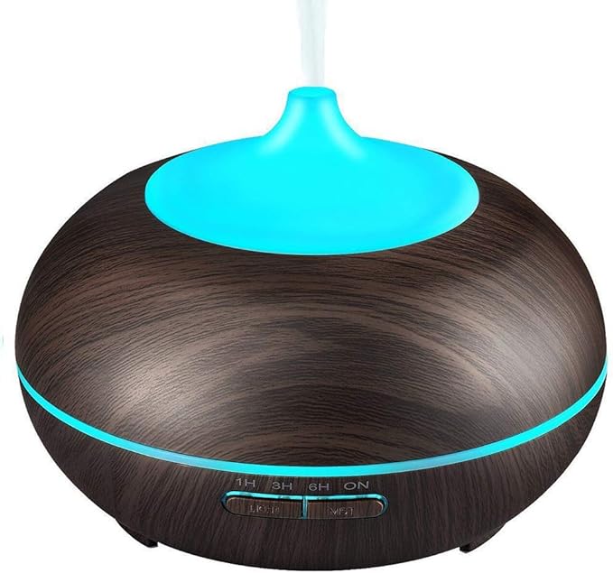 Aromatherapy Essential Oil Diffuser, JoySusie 300ml Wood Grain Ultrasonic Cool Mist Whisper-Quiet Humidifier with Color LED Lights Changing & 4 Timer Settings, Waterless Auto Shut-Off for Spa Baby by JoySusie
