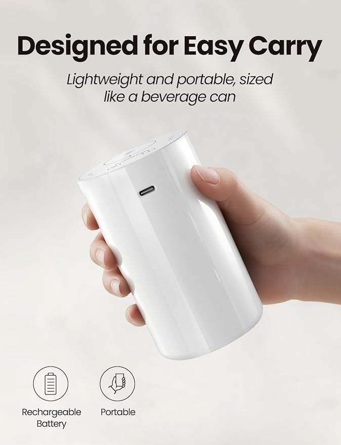Waterless Essential Oil Diffuser, Portable Aromatherapy Diffuser with 20mL Capacity, Battery Operated Mini Scent Diffuser,3 Mist Levels & Timers, Leak-Free, for Home, Car, Office (White) - Image 5